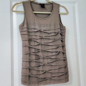 Ann Taylor Ruffled Tank Top Taupe